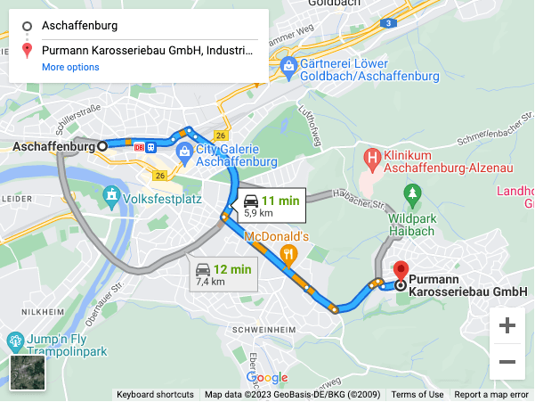 Anfahrt Werkstatt Aschaffenburg